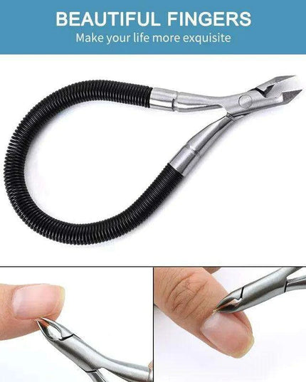 Precision Stainless Steel Cuticle Nippers with Spiral Spring Handle - Ultimate Nail Care Tool for Professionals