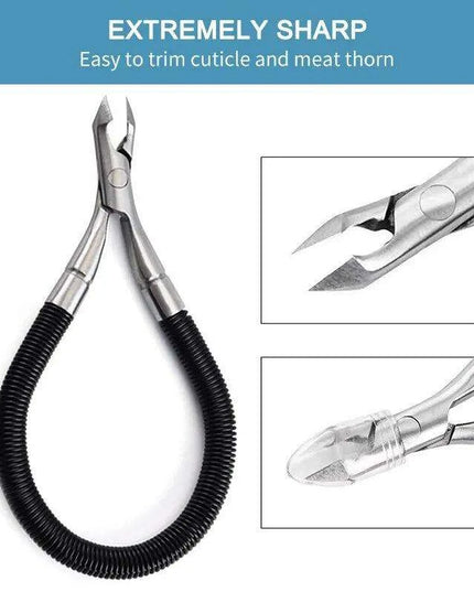 Precision Stainless Steel Cuticle Nippers with Spiral Spring Handle - Ultimate Nail Care Tool for Professionals