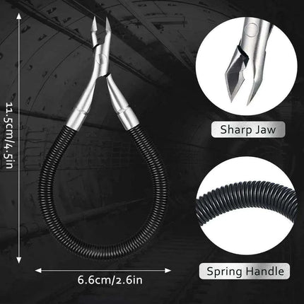 Precision Stainless Steel Cuticle Nippers with Spiral Spring Handle - Ultimate Nail Care Tool for Professionals