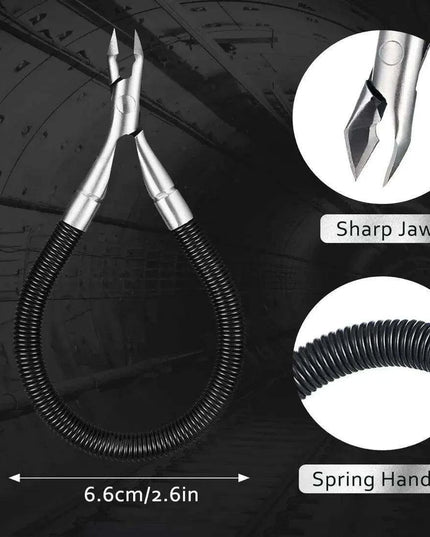 Precision Stainless Steel Cuticle Nippers with Spiral Spring Handle - Ultimate Nail Care Tool for Professionals