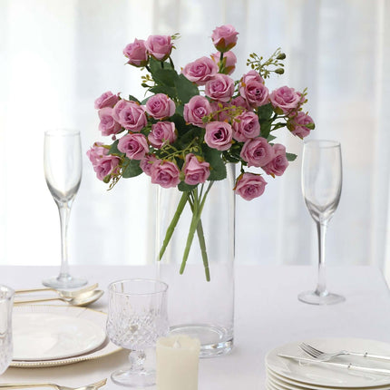 AliKopy 2 Pack 12" Lavender Lilac Faux Rose Bouquets - Realistic Desig