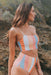Striped Color Block High Waist Bikini Set with Removable Padding