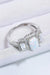 Opal Square Ring with Zircon Accents - Elegant Sterling Silver Jewelry