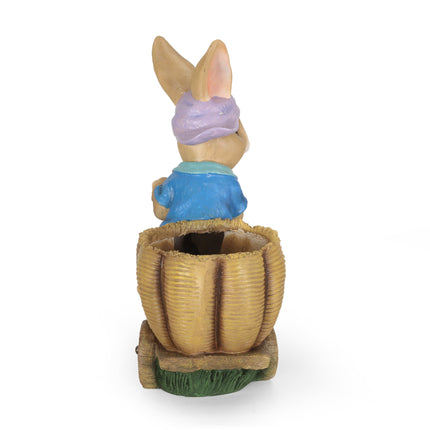 Room and Decor Mgo Rabbit Planter - Blue & Brown, Durable Magnesium Ox