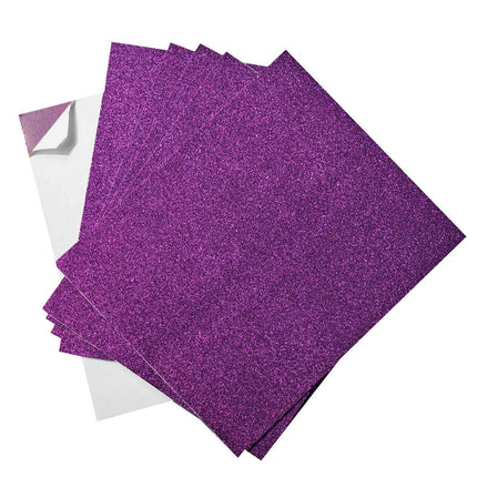 AliKopy 10 Pack Purple Self-Adhesive Glitter Foam Sheets - 12"x10