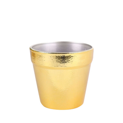 AliKopy 6 Pack 3" Gold Plastic Party Favor Buckets, Mini Planters