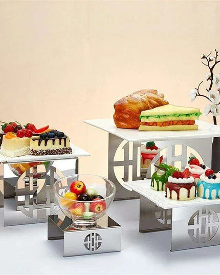 Chic Stainless Steel Dessert and Fruit Display Set - Ideal for Weddings and Special Celebrations