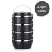 Sleek Black Stainless Steel Thermal Insulated Round Lunch Box