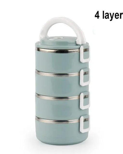 Sleek Black Insulated Stainless Steel Food Carrier - Portable Lunch Box