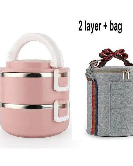 Sleek Black Insulated Stainless Steel Food Carrier - Portable Lunch Box