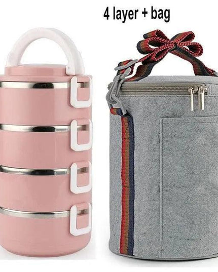 Sleek Black Insulated Stainless Steel Food Carrier - Portable Lunch Box