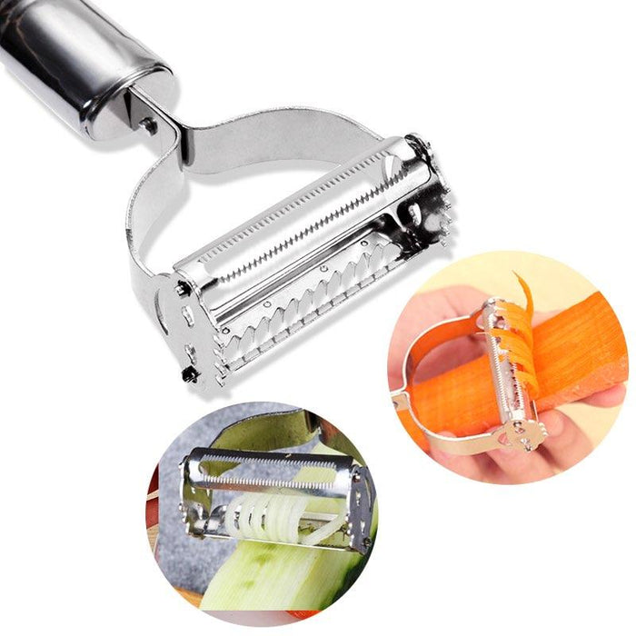 Stainless Steel Dual Function Kitchen Tool: Grater and Peeler Combo