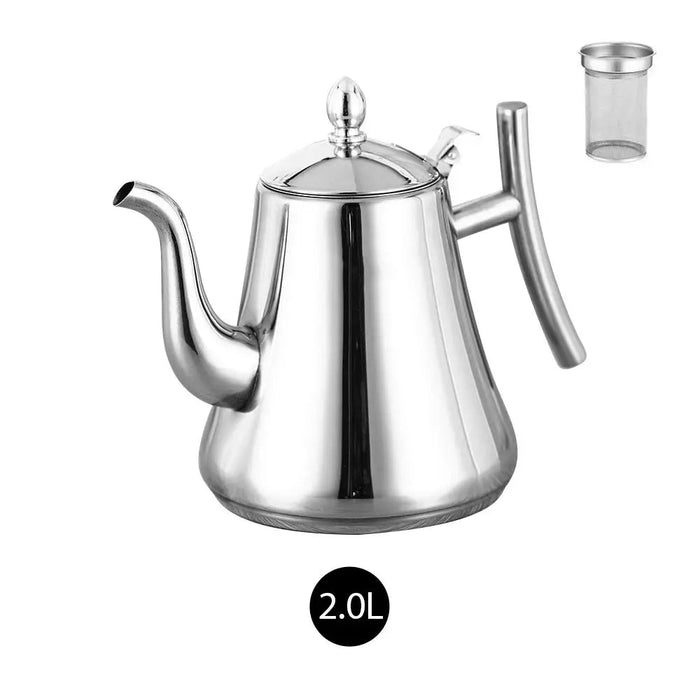 Stainless Steel Teapot with Long Spout for Flawless Tea and Coffee Brewing