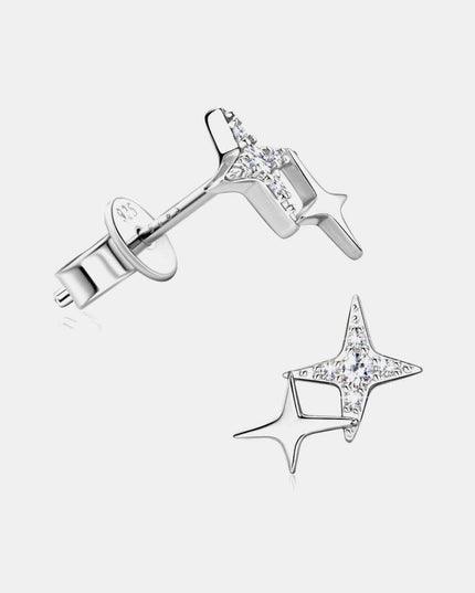 Celestial Moissanite Star Earrings: Luxurious Sterling Silver with Gold and Platinum Finish