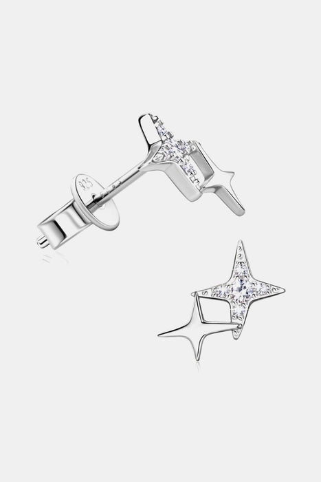 Starlight Sparkle Moissanite Star Earrings: Sterling Silver Elegance with Platinum and Gold Plating
