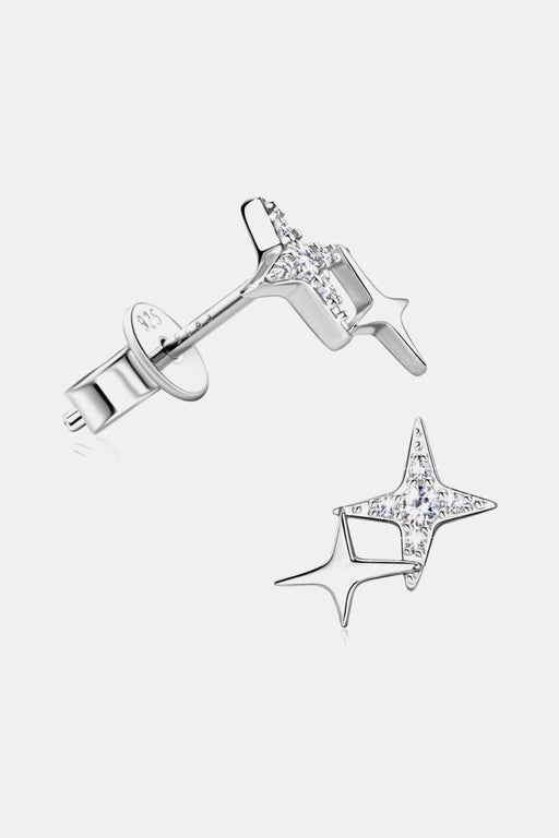 Starlight Sparkle Moissanite Star Earrings: Sterling Silver Elegance with Platinum and Gold Plating