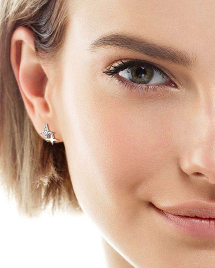 Celestial Moissanite Star Earrings: Luxurious Sterling Silver with Gold and Platinum Finish