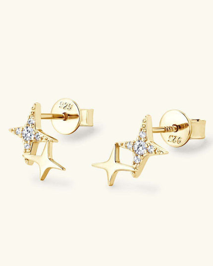 Celestial Moissanite Star Earrings: Luxurious Sterling Silver with Gold and Platinum Finish