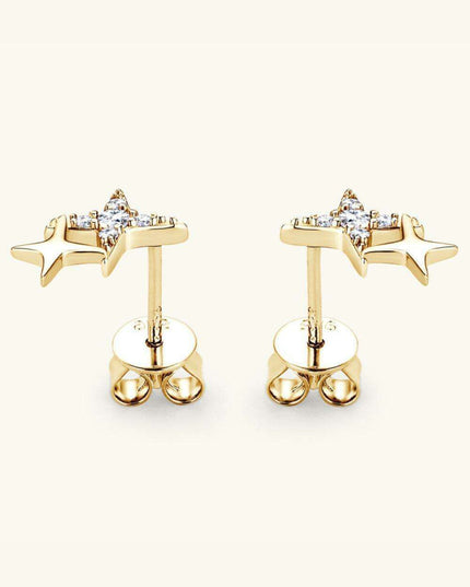 Celestial Moissanite Star Earrings: Luxurious Sterling Silver with Gold and Platinum Finish