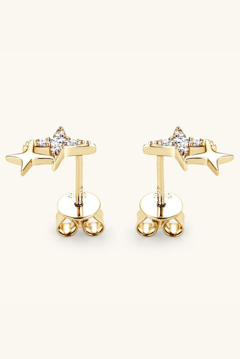 Starlight Glow Moissanite Star Earrings: Platinum and Gold Plated Sterling Silver Starlight Earrings for Elegance