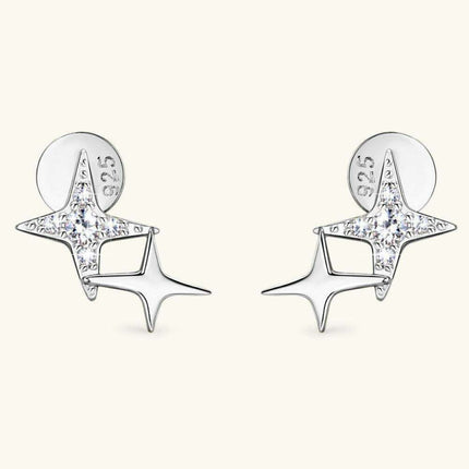 Celestial Moissanite Star Earrings: Luxurious Sterling Silver with Gold and Platinum Finish
