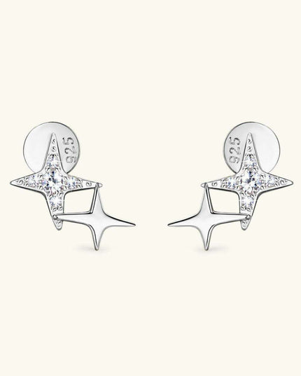 Celestial Moissanite Star Earrings: Luxurious Sterling Silver with Gold and Platinum Finish