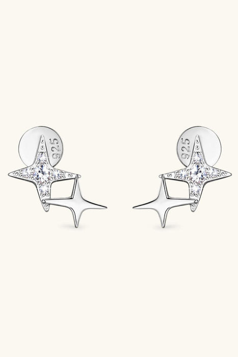 Starlight Glow Moissanite Star Earrings: Platinum and Gold Plated Sterling Silver Starlight Earrings for Elegance