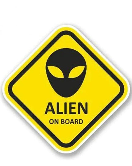 Alien On Board Fun Waterproof Car Sticker - Drive Safely in Style