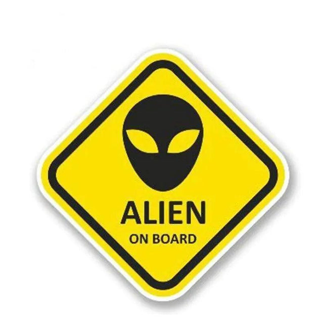Alien On Board Fun Waterproof Car Sticker - Drive Safely in Style