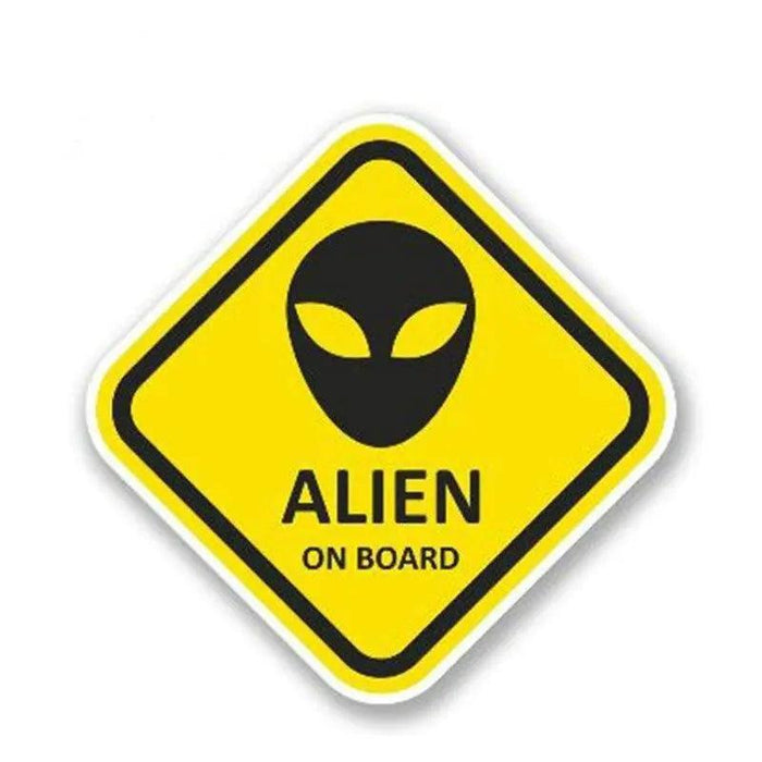 Alien on Board Car Sticker - Enhance Road Safety with Our Waterproof Decal - 13cm x 13cm
