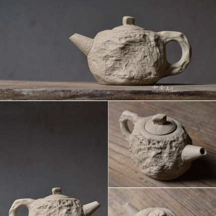 Handcrafted Slate-Inspired Ceramic Teapot and Teacup Set for Elegant Tea Moments