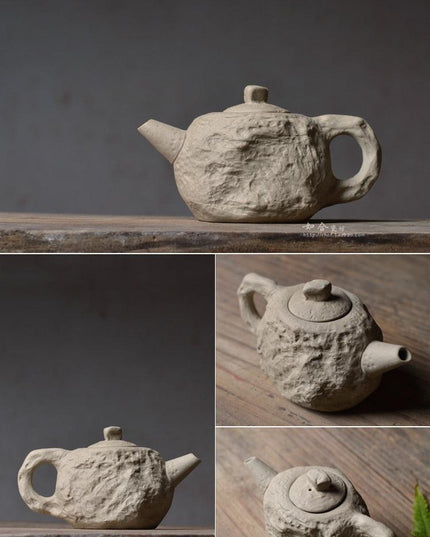 Handcrafted Slate-Inspired Ceramic Teapot and Teacup Set for Elegant Tea Moments
