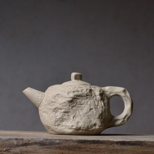 Handcrafted Stone-Inspired Pottery Tea Set with Teapot and Teacup