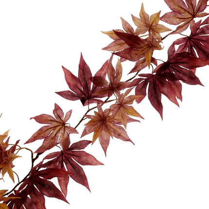 AliKopy 6ft Burgundy Silk Maple Leaf Garland - Realistic & Durable