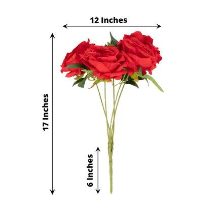 AliKopy 17" Red Premium Silk Jumbo Rose Bouquet - High Quality, Weddin