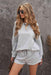 Striped Cozy Lounge Set with Dropped Shoulder Sleeves and Soft Shorts