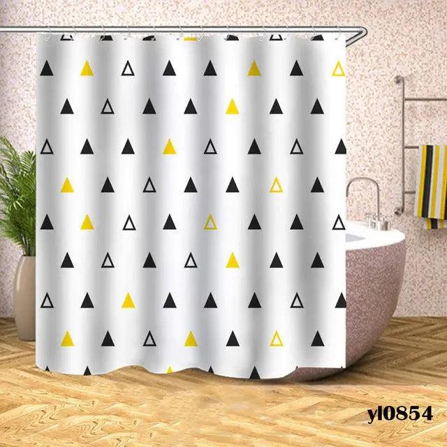 Geometric Plaid Striped Bathroom Curtain