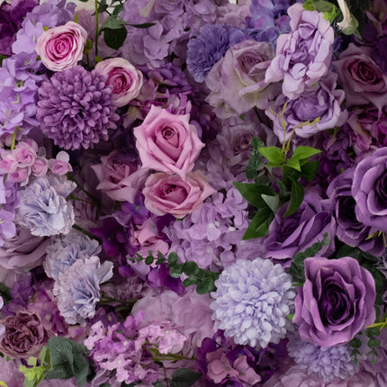 AliKopy 8ftx8ft Lavender Flower Backdrop - Silk Roses & Hydrangeas