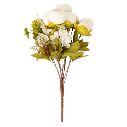 AliKopy 2 Pack 19" White Faux Silk Peony Wedding Bouquets, Elegant Des