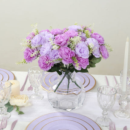 AliKopy 2-Pack 14" Lavender Silk Peony Bouquet – Lifelike Floral Decor