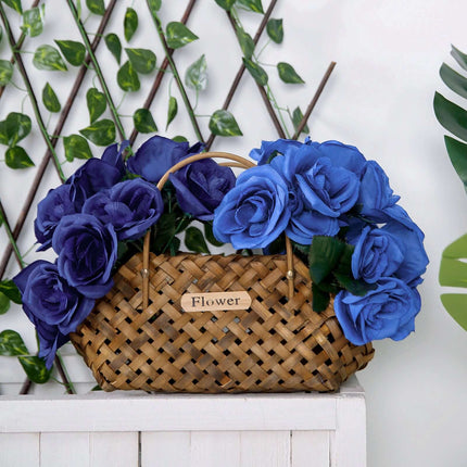 AliKopy 12" Royal Blue Velvet-Like Artificial Rose Bouquet, Lifelike D