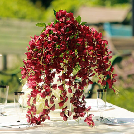 AliKopy 5 Pack Burgundy Silk Wisteria Flower Garlands, 44" Length