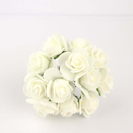AliKopy 48 Ivory Real Touch Foam Roses - DIY Craft Flowers with Stems