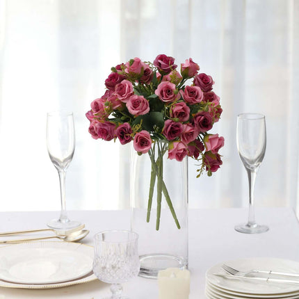 AliKopy 2 Pack 12" Dusty Rose Faux Open Rose Bouquets, Realistic Desig