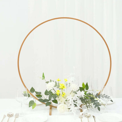 AliKopy 28" Gold Metal Round Hoop Centerpiece - Self-Standing Floral F
