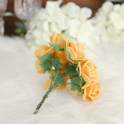AliKopy 48 Real Touch Gold Foam Rose Buds with Stem for DIY Crafts