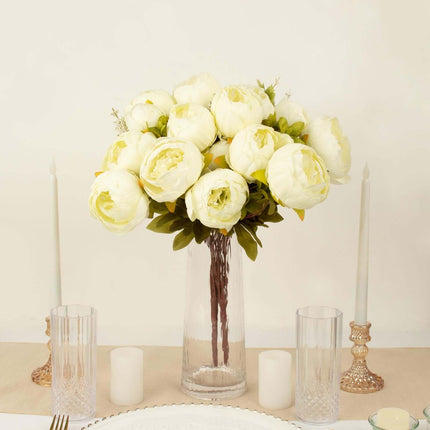 AliKopy 2 Pack 19" Ivory Artificial Peony Bouquets - Silk Arrangements