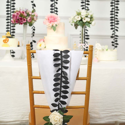 AliKopy 50ft Taffeta Ribbon Sash - Black with 4" Leaf Petal Design