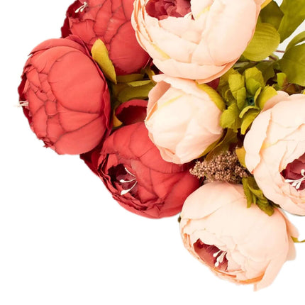 AliKopy 2 Pack 19" Burgundy Dusty Rose Faux Silk Peony Bouquets
