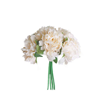 AliKopy 11" Real Touch Blush Cream Silk Peonies Bouquet - Lifesize & D